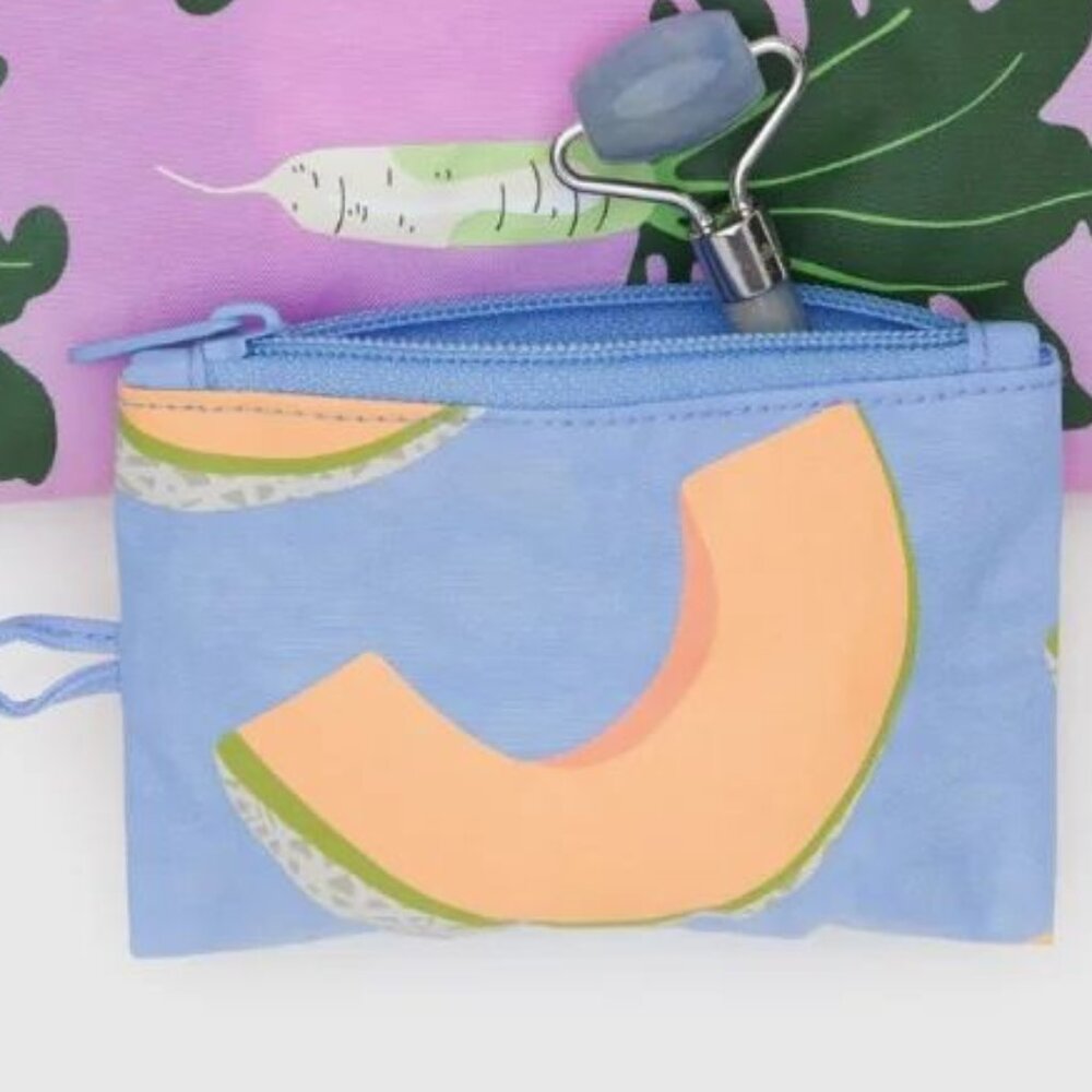 NWOT Baggu Flat Pouch Small - Cantaloupe Blue (Japanese Produce) - Picture 2 of 5